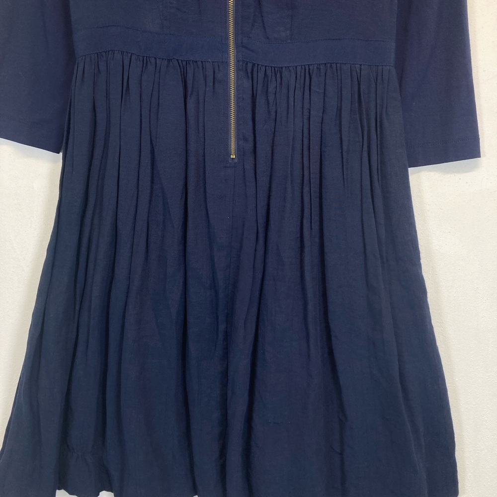 Anthropologie Parameter Dress Women Navy Blue V-Neck Zip Front Size 4 Pleated - Picture 15 of 16